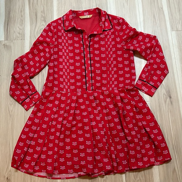 Elf Sack Draped Pleated Waisted Foxy Red Mini Dress Size M - Picture 1 of 8